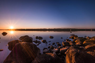 Scenic view of lake during sunset