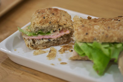 Close-up of food served in plate