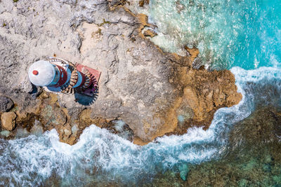 Aerial view of punta cancun adorned lighthouse