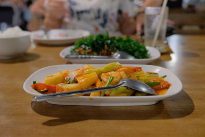 Close-up of food served in plate