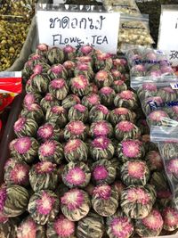 Various vegetables for sale at market stall