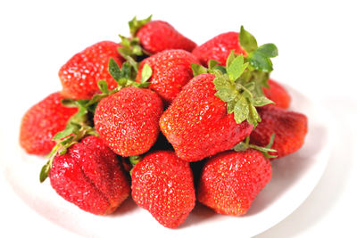 Close-up of strawberries in plate