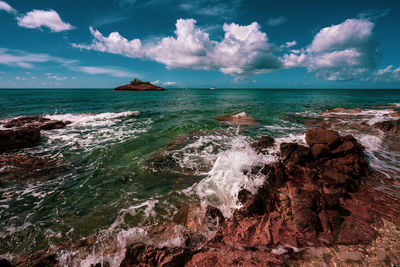 The caribbean sea on antigua and barbuda beach.