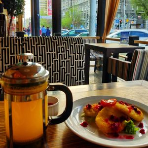 Close-up of breakfast served on table in restaurant