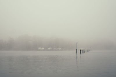 Scenic view of lake against sky during winter