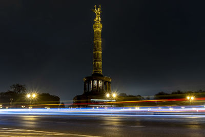 Light trails on street at night