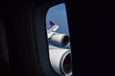 Close-up of airplane window