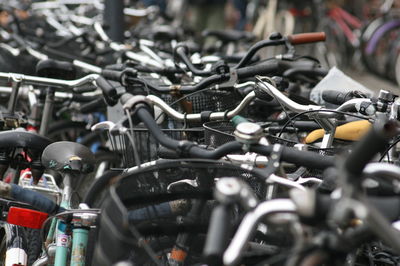 Close-up of bicycles