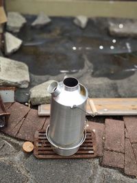 High angle view of coffee on table