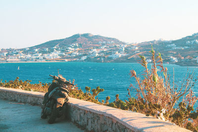 Scenic view of sea against clear sky