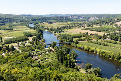 High angle view of river in landscape