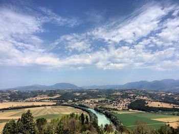 Scenic view of river in city