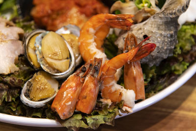 Close-up of seafood in plate