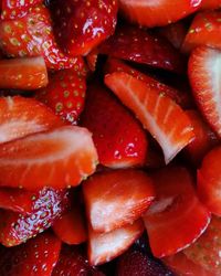 Full frame shot of chopped strawberries