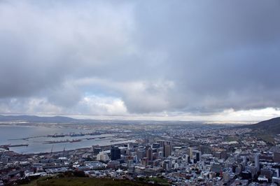 High angle view of townscape against sky