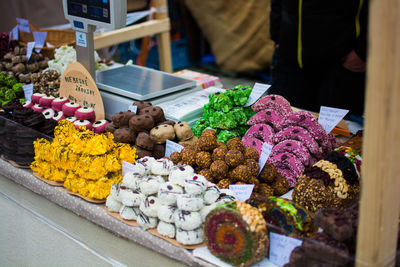 Sweet food at market stall