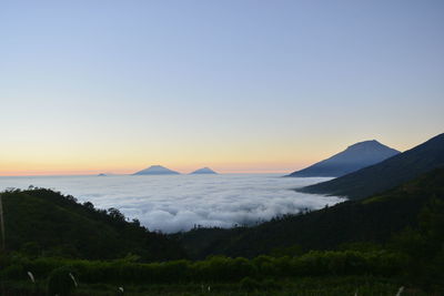 Scenic view of landscape against sky during sunset