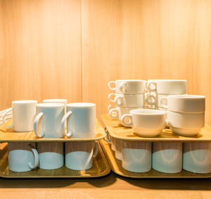 Close-up of coffee cup on table