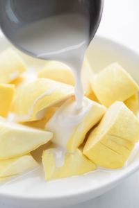Close-up of dessert in bowl on table