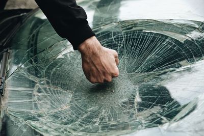 High angle view of people in glass