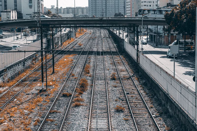 Railroad tracks in city