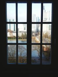 View of city through window