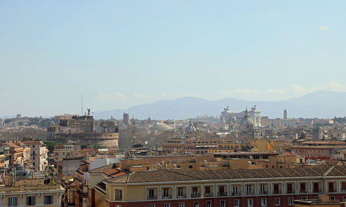 High angle view of townscape against sky