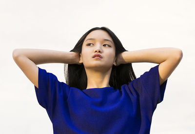 Young chinese girl with blue dress iii