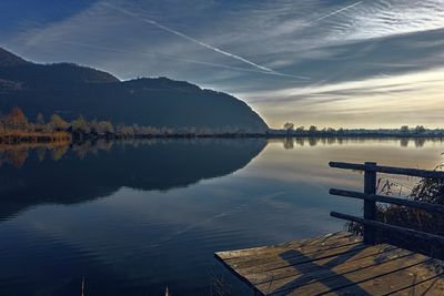 Winter reflection on landscape lake