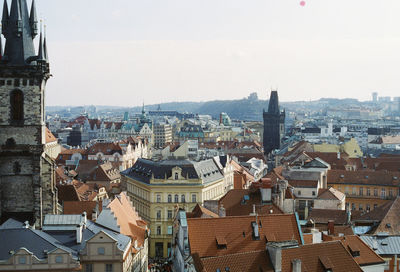 High angle view of buildings in city