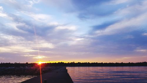 Scenic view of sea at sunset