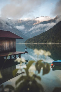 Scenic view of lake against sky