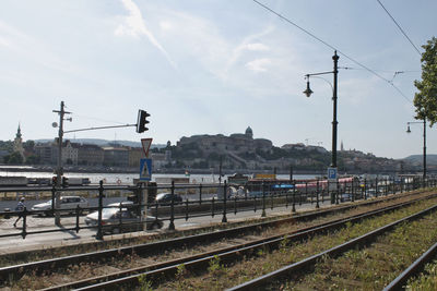 Railway tracks against sky