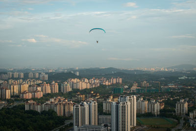 Aerial view of cityscape against sky