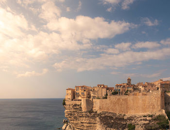 The coastline around bonifacio at sunset