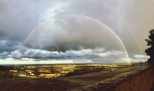 Scenic view of rainbow against sky