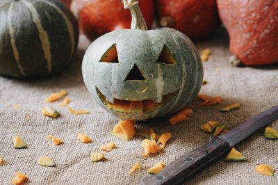 Close-up of pumpkin on table