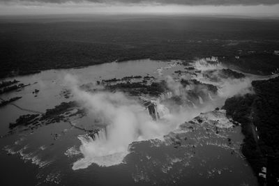 High angle view of sea against sky