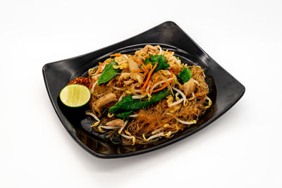 High angle view of noodles in bowl