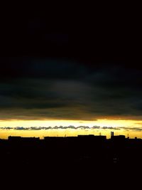 Silhouette of building at sunset