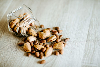 Close-up of bread in jar on table