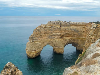 Scenic view of sea against cloudy sky