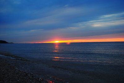 Scenic view of sea at sunset