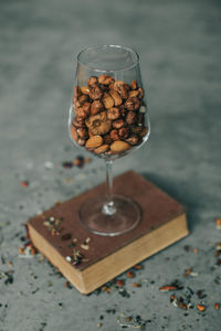 Close-up of food in glass on table