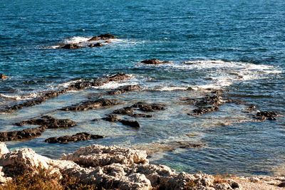 High angle view of sea shore