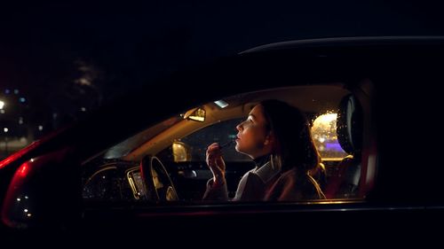 Reflection of road in car