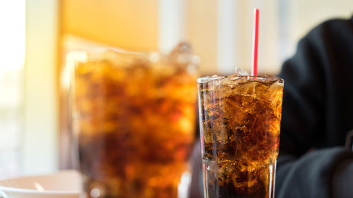 Close-up of drink in glass on table