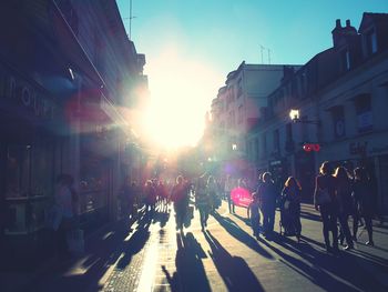 People walking on city street