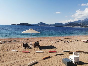 Scenic view of beach against clear sky