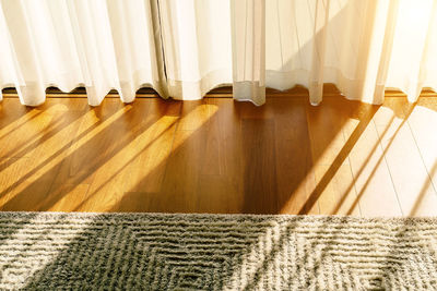 High angle view of hardwood floor at home